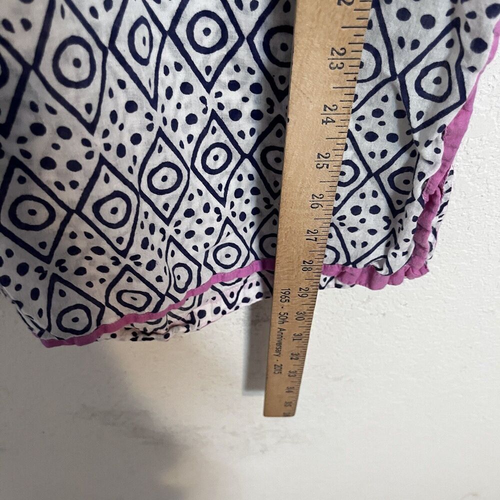 Oliphant Women Sz XS Blue Pink Printed Tunic Long Sleeve Lightweight 100% Cotton - Picture 8 of 9